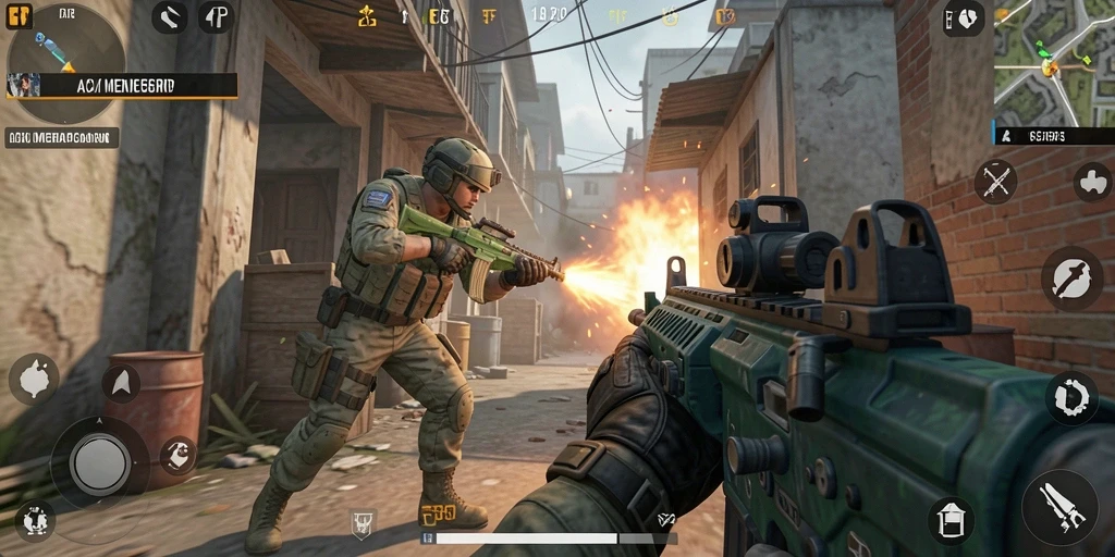 Gameplay menegangkan dalam 55RP dengan aksi FPS intens.