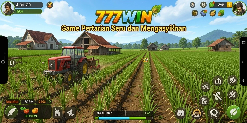 Tampilan gameplay <strong>777WIN</strong> yang menunjukkan kebun yang subur dan ramah pengguna.
