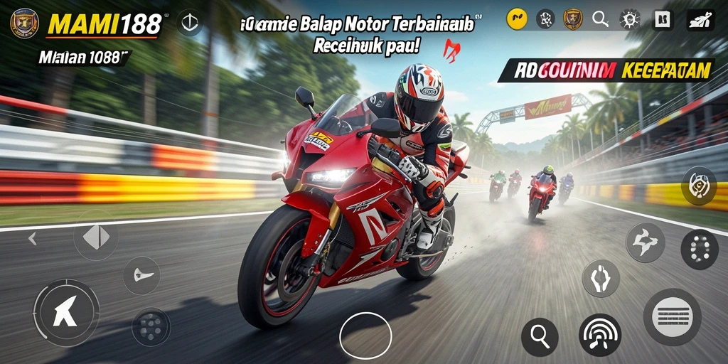 Tangkapan layar gameplay balapan motor yang mendebarkan di MAMI188.