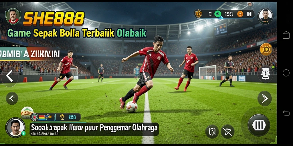 Tampilan gameplay dari SHE888 yang mendebarkan di lapangan sepak bola.